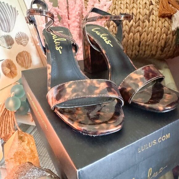 Lulus Arya Tortoise Patent High Heel Sandals – Size 7 | Worn Once (GUC) - Picture 1 of 3